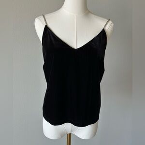 Dynamite Black Velour Camisole with Chain Straps-S